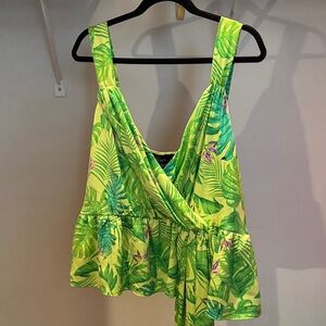 Vibrant Leafy Green Wrap Tank Top